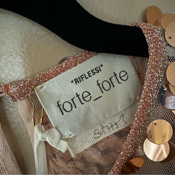 Forte Forte Macro paillettes top rose sequined blouse designer Italy Sz 1 S New - Picture 8 of 12